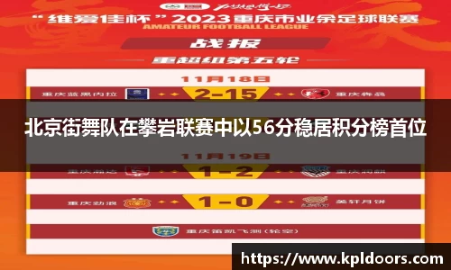 北京街舞队在攀岩联赛中以56分稳居积分榜首位