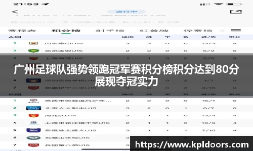 广州足球队强势领跑冠军赛积分榜积分达到80分展现夺冠实力